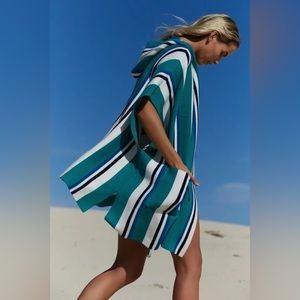 Free People OS All I Need blue Striped Sweater kimono